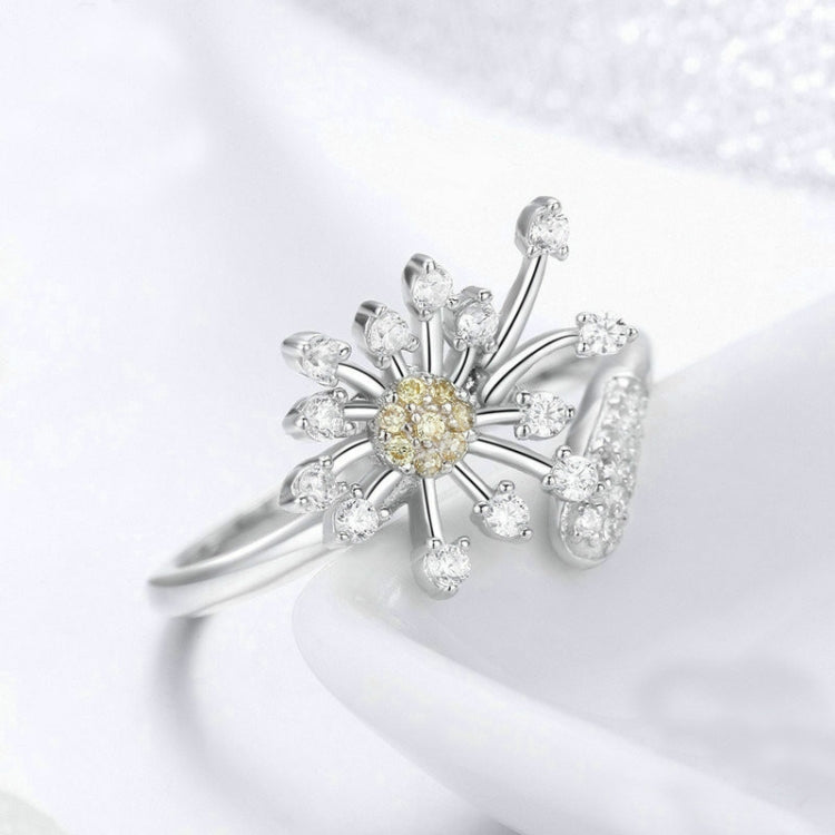 S925 Sterling Silver Ladies Ring Dandelion Love Diamond Ring