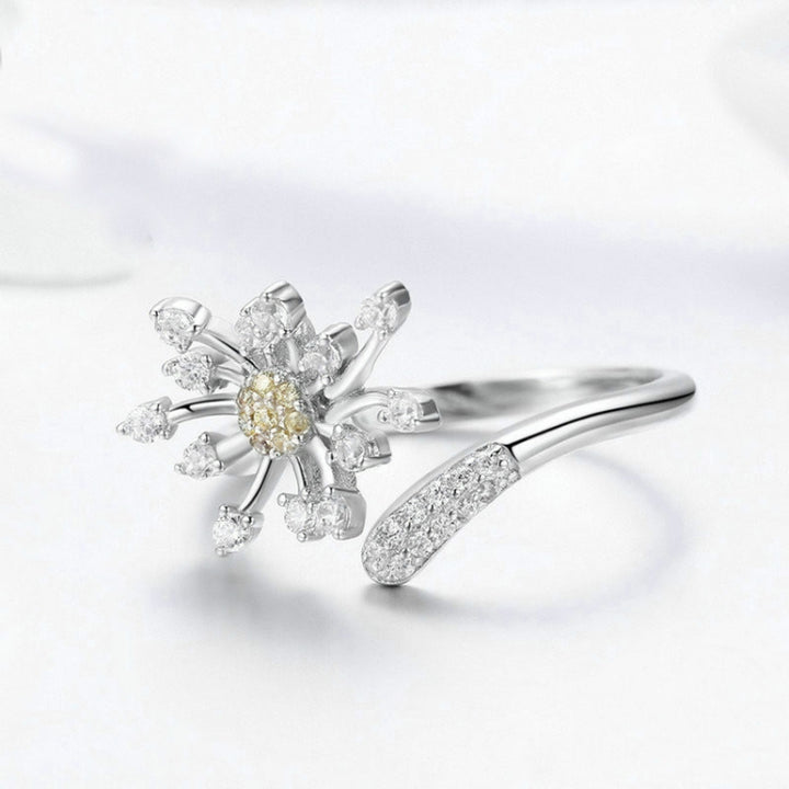 S925 Sterling Silver Ladies Ring Dandelion Love Diamond Ring