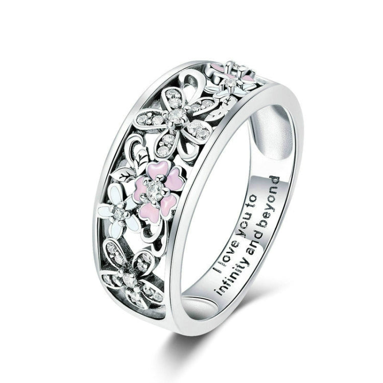 S925 Sterling Silver Ring Flower Dance Fashion Personality Ring, 6 US Size 52mm, 7 US Size 54.5mm, 8 US Size 57.2mm, 9 US Size