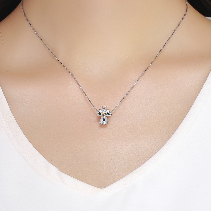 S925 Sterling Silver Guardian Angel Pendant Diamond Drop Oil Jewelry DIY Bracelet Accessories