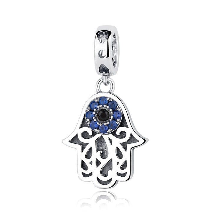 S925 Sterling Silver Beads Evil Eye God Hand Personality Charm, SCC085