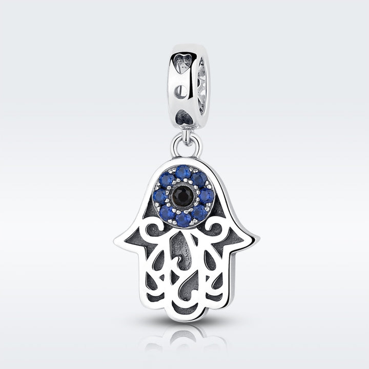 S925 Sterling Silver Beads Evil Eye God Hand Personality Charm, SCC085