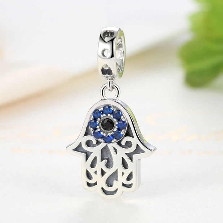 S925 Sterling Silver Beads Evil Eye God Hand Personality Charm, SCC085