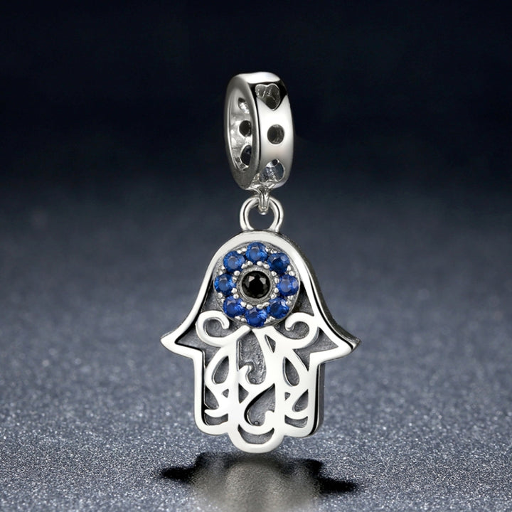 S925 Sterling Silver Beads Evil Eye God Hand Personality Charm, SCC085