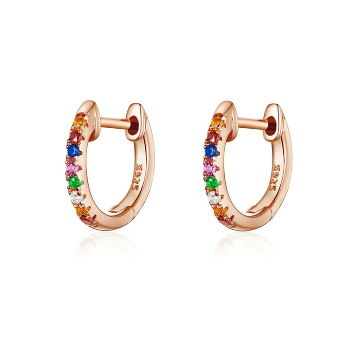 Sterling Silver Rainbow Earrings S925 Zircon Earrings, Rose Gold, Gold, White