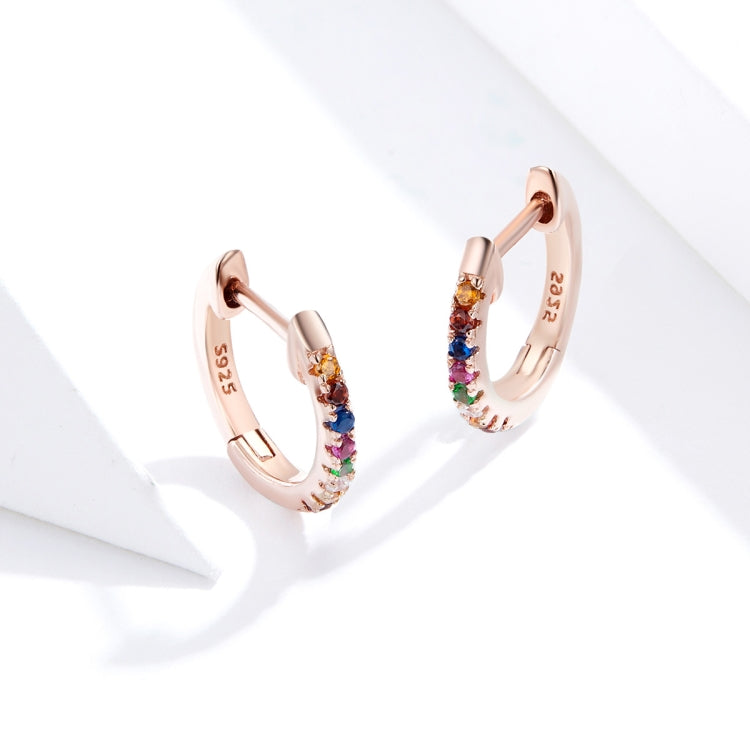 Sterling Silver Rainbow Earrings S925 Zircon Earrings, Rose Gold, Gold, White