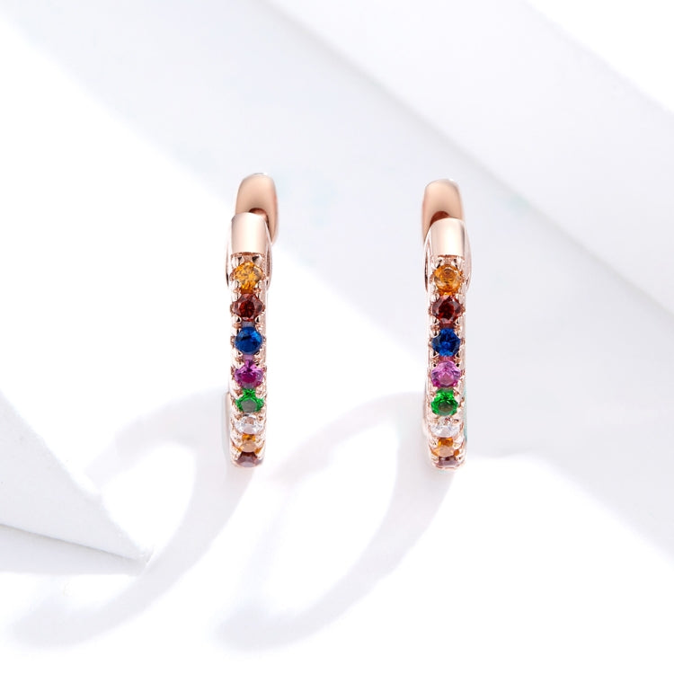 Sterling Silver Rainbow Earrings S925 Zircon Earrings, Rose Gold, Gold, White