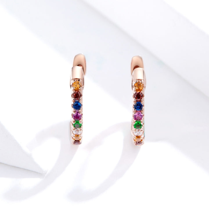 Sterling Silver Rainbow Earrings S925 Zircon Earrings, Rose Gold, Gold, White