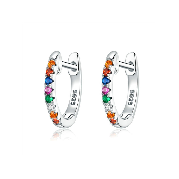 Sterling Silver Rainbow Earrings S925 Zircon Earrings, Rose Gold, Gold, White