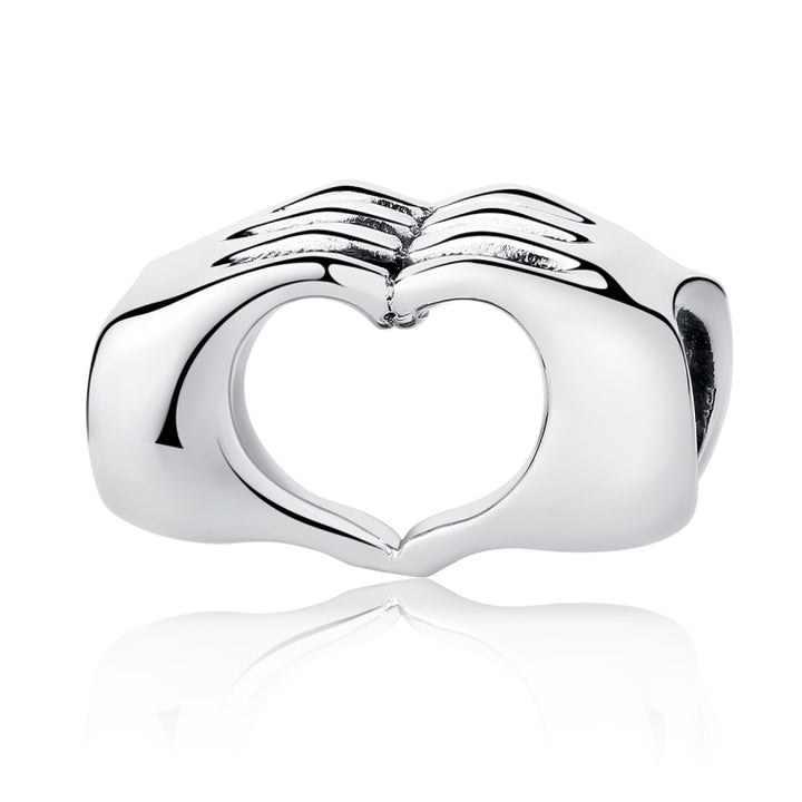 DIY Bracelet Beads Holding Hands Heart-to-heart S925 Sterling Silver Beads, SCC125