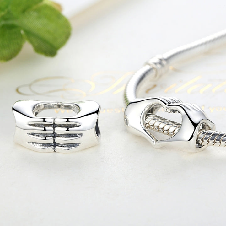 DIY Bracelet Beads Holding Hands Heart-to-heart S925 Sterling Silver Beads, SCC125