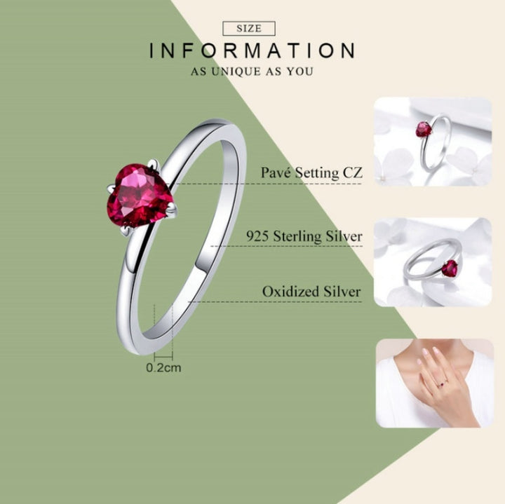 S925 Sterling Silver Ring Heartbeat Fashion Ring, 6, 7, 8