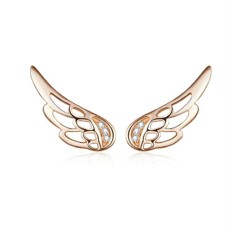 Sterling Silver Wing Earrings Simple S925 Silver Stud Earrings, Silver, Rose Gold