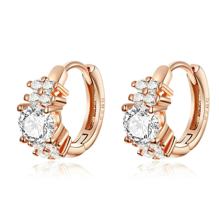 Sterling Silver Zircon Earrings Simple Temperament S925 Earrings, Silver, Rose Gold, Gold