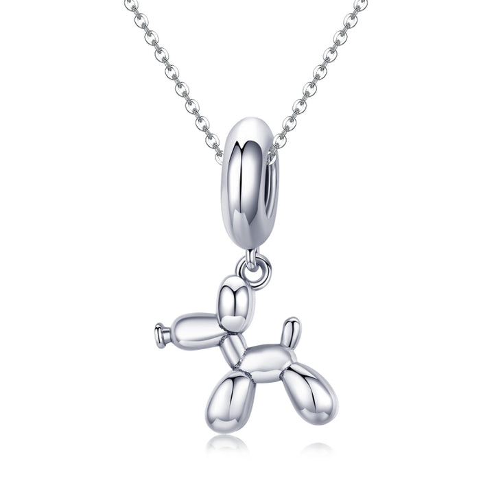 S925 Sterling Silver Cute Balloon Dog Charm DIY Bracelet Accessory, Bead, Bead+Chain