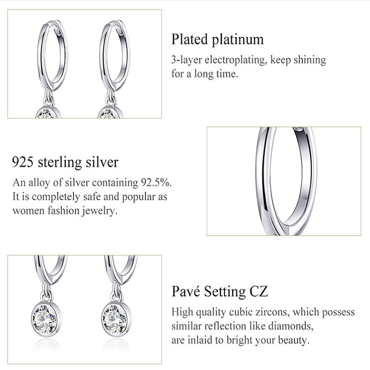 S925 Sterling Silver Platinum-plated Earrings Temperament Zircon Earrings, SCE830