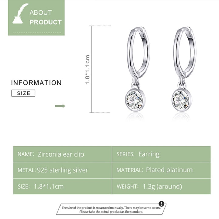 S925 Sterling Silver Platinum-plated Earrings Temperament Zircon Earrings, SCE830