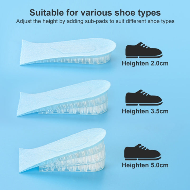 JF101 Invisible Transparent Silicone Heightening Pad Heel Heightening Insole Shock Absorption Half Pad, One Layer, Two Layer, Three Layer