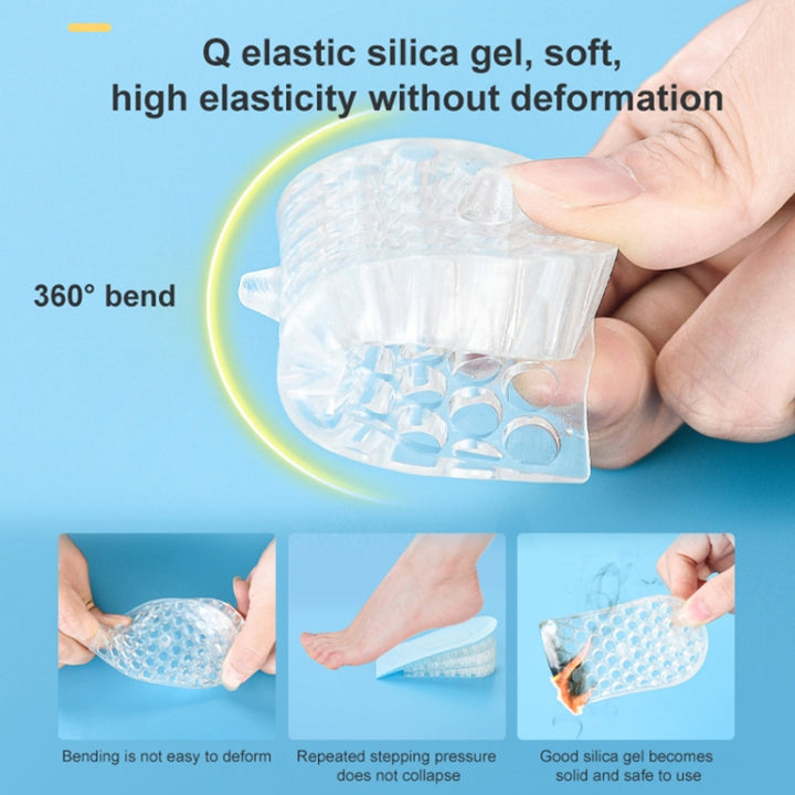 JF101 Invisible Transparent Silicone Heightening Pad Heel Heightening Insole Shock Absorption Half Pad, One Layer, Two Layer, Three Layer