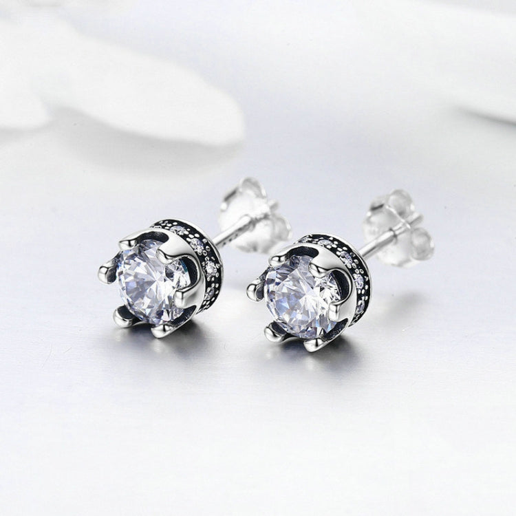 Crown S925 Sterling Silver Women Earrings With Zircon Earrings, SCE311