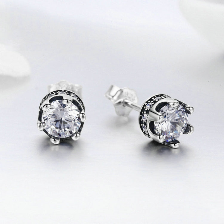 Crown S925 Sterling Silver Women Earrings With Zircon Earrings, SCE311