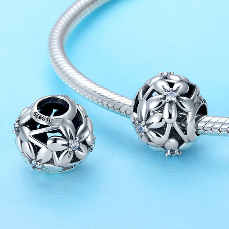 S925 Sterling Silver Flower Shape Dripping Oil Silver Beads DIY Bracelet Accessories, SCC729