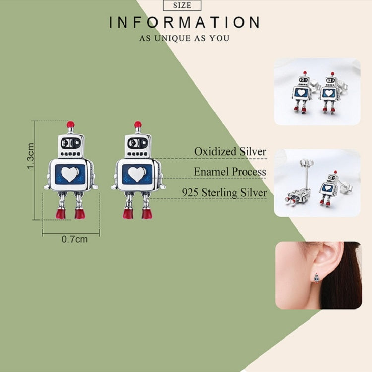 Robot S925 Sterling Silver Earrings Dripping Oil Hypoallergenic Earrings, SCE477