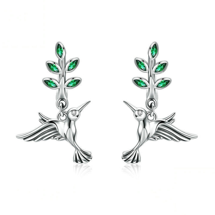 Hummingbird Greetings S925 Sterling Silver With Zircon Earrings, SCE464