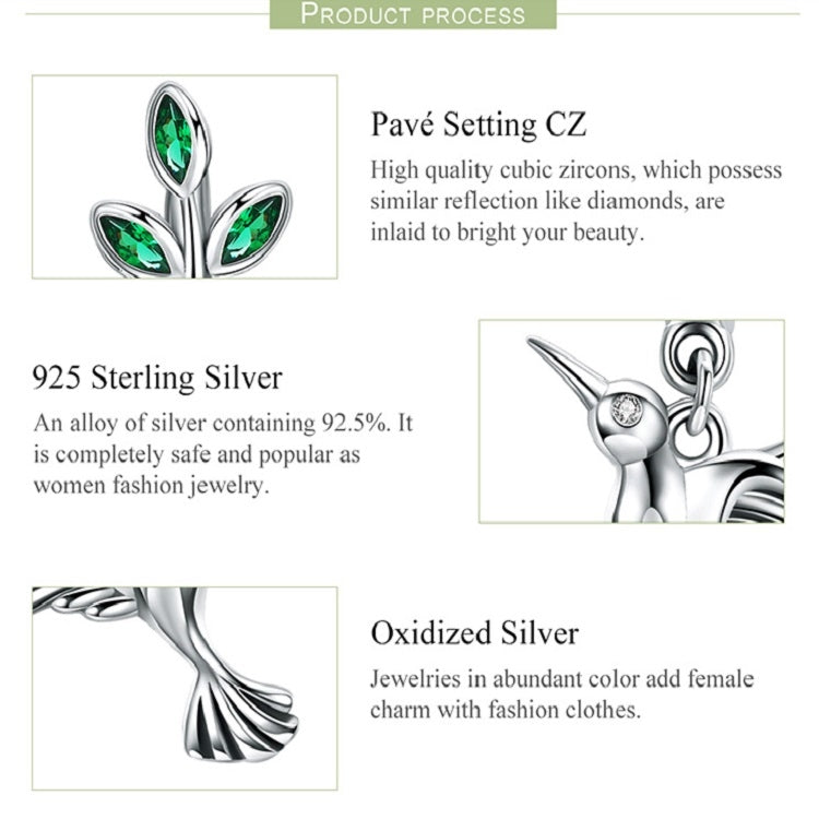 Hummingbird Greetings S925 Sterling Silver With Zircon Earrings, SCE464