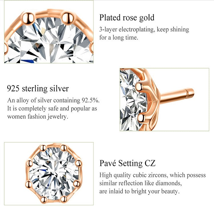 Sterling Silver Zircon Earrings S925 Sterling Silver Gold-plated Earrings, SCE499-B