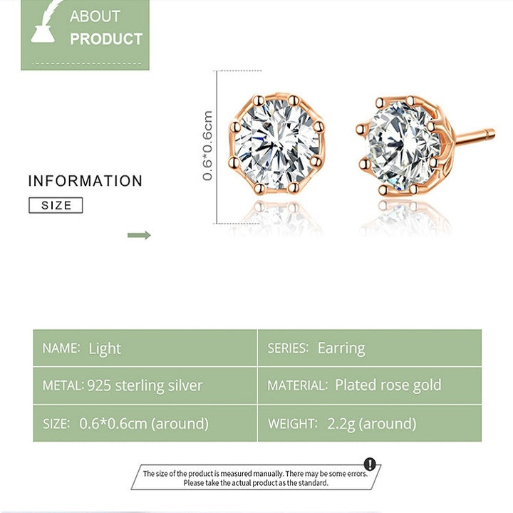 Sterling Silver Zircon Earrings S925 Sterling Silver Gold-plated Earrings, SCE499-B