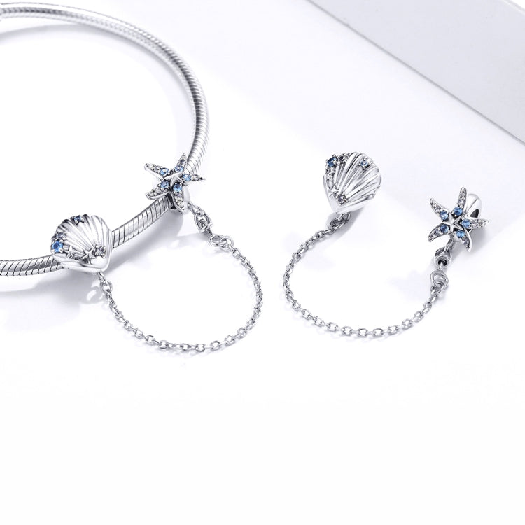 S925 Sterling Silver Starfish Shell Safety Chain DIY Bracelet Accessories, SCC1478