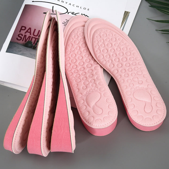 2 Pairs Massage Inner Heightening Insoles Men and Women EVA Breathable Sports Heightening Shoes Full Pad, 35-36, 37-38, 39-40