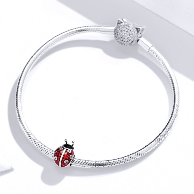 S925 Sterling Silver Seven Star Ladybug Pendant DIY Bracelet Accessories, SCC1481