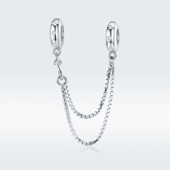 S925 Sterling Silver Simple Two-layer Chain Safety Chain DIY Bracelet Accessories, SCC1419