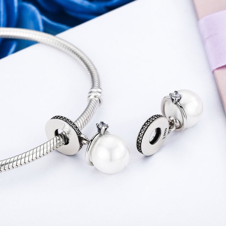 S925 Sterling Silver Elegant Pearl Charm DIY Bracelet Accessories, SCC137