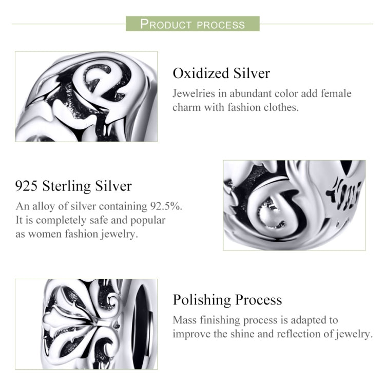 S925 Sterling Silver Classical Flower Beads DIY Bracelet Hollow Pattern Beads