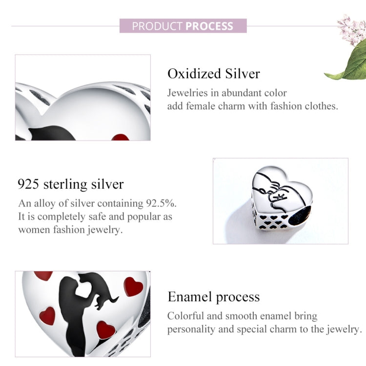 S925 Sterling Silver Heart-shaped Ardently Love Pendant DIY Bracelet Accessories, SCC1508