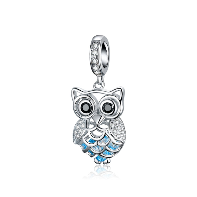 S925 Sterling Silver Blue Zircon Movable Owl Pendant DIY Bracelet Accessories, Pendant, Necklace+Pedndant