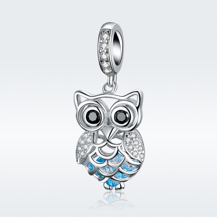 S925 Sterling Silver Blue Zircon Movable Owl Pendant DIY Bracelet Accessories, Pendant, Necklace+Pedndant