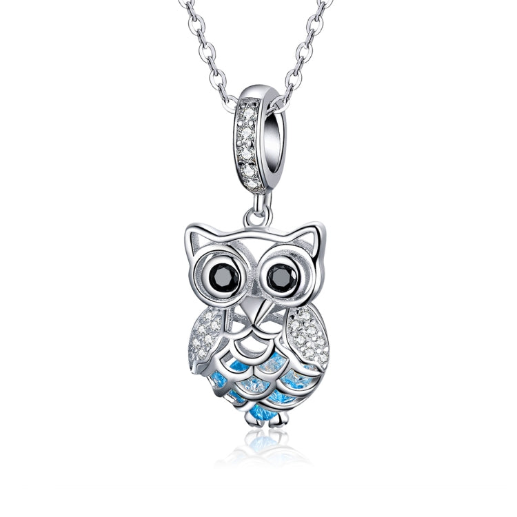 S925 Sterling Silver Blue Zircon Movable Owl Pendant DIY Bracelet Accessories, Pendant, Necklace+Pedndant