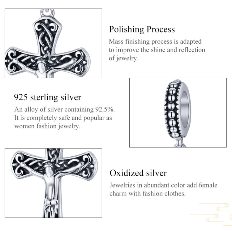 S925 Sterling Silver Jesus Cross Pendant DIY Bracelet Accessories