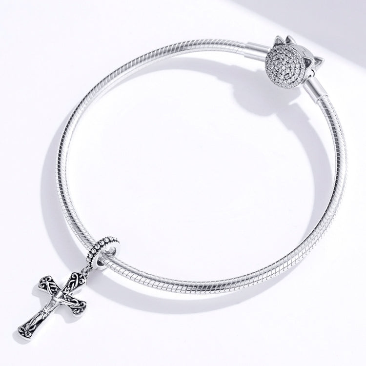 S925 Sterling Silver Jesus Cross Pendant DIY Bracelet Accessories