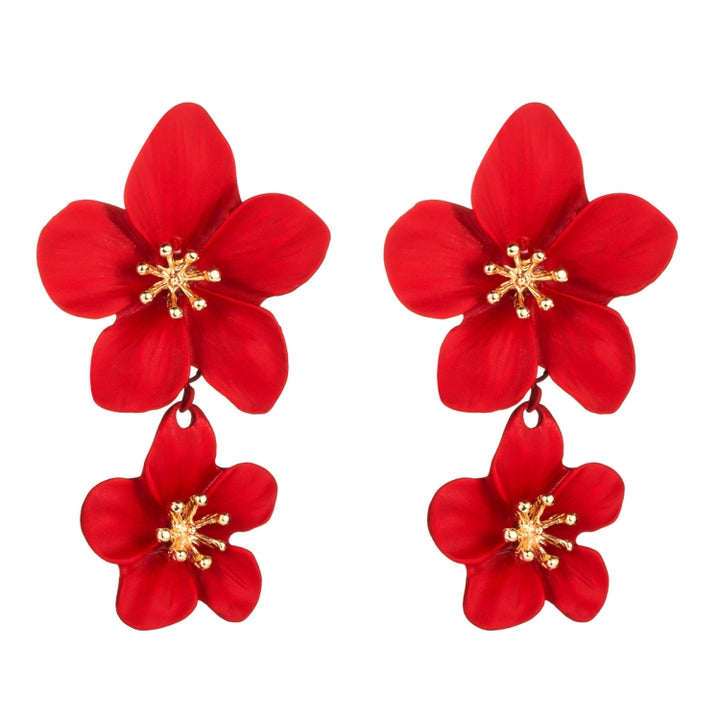 1 Pair Ladies Fashion Geometric Flower Earrings, White, Yellow, Red, Black, Rose Red, Golden, Dark Green, Blue And green, Pink, Light Green, Royal Blue