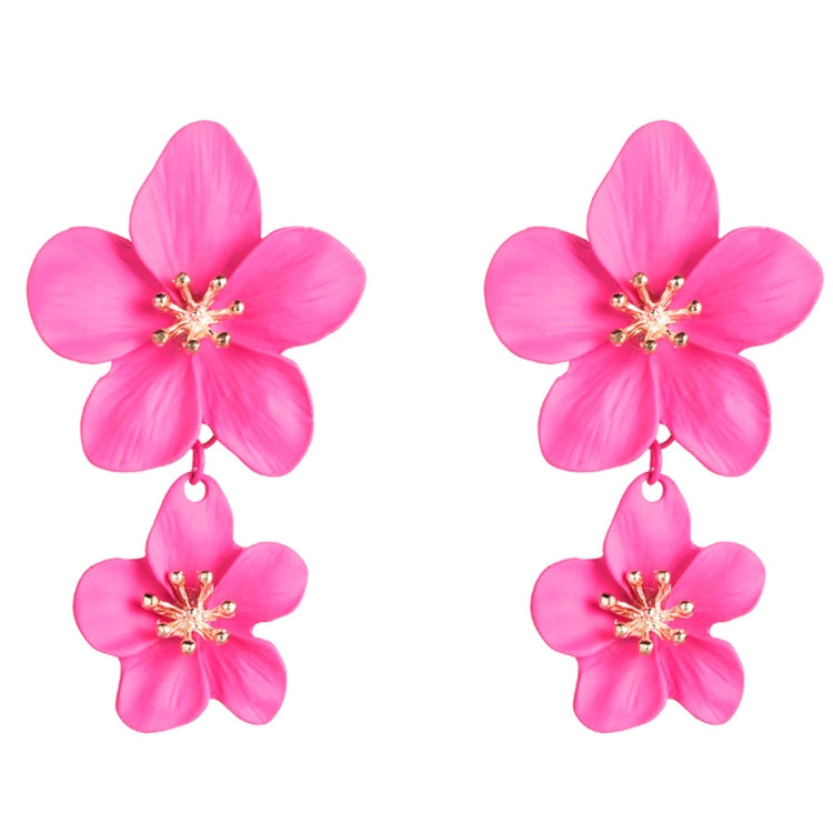 1 Pair Ladies Fashion Geometric Flower Earrings, White, Yellow, Red, Black, Rose Red, Golden, Dark Green, Blue And green, Pink, Light Green, Royal Blue