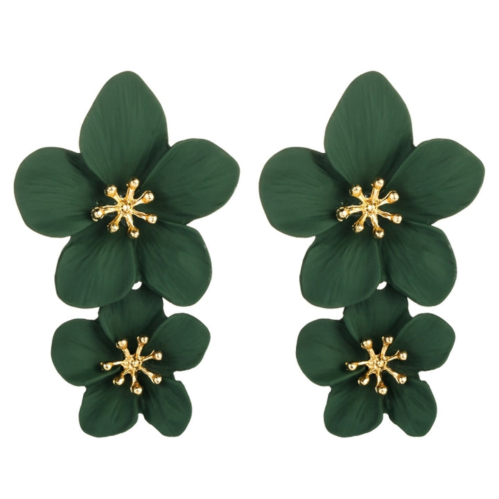 1 Pair Ladies Fashion Geometric Flower Earrings, White, Yellow, Red, Black, Rose Red, Golden, Dark Green, Blue And green, Pink, Light Green, Royal Blue