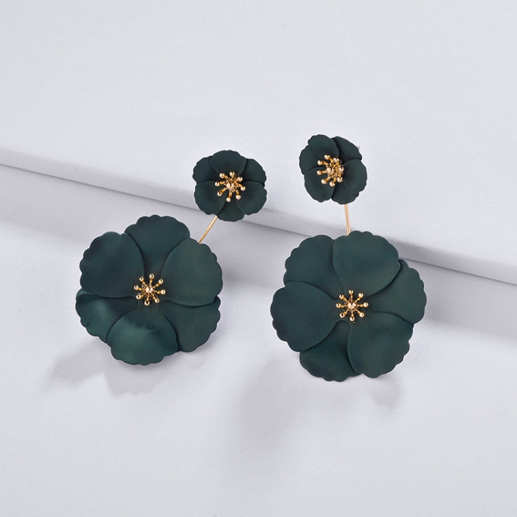 1 Pair Boho Style Earrings Alloy Flower Long Earrings, White, Yellow, Red, Black, Pink, Dark Green