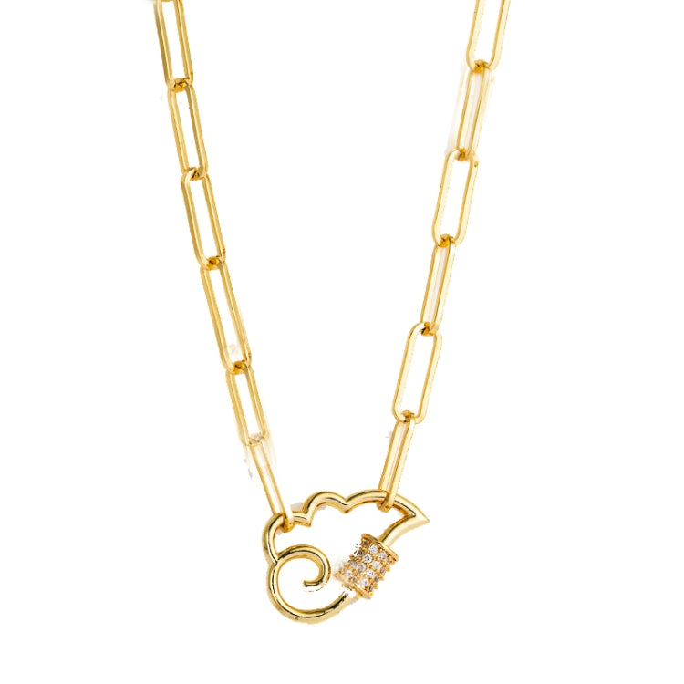 Ladies Exquisite Clavicle Chain Brass Micro-inlaid Zircon Necklace, Lock, Cloud