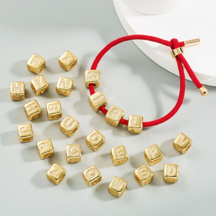 English Letter Beads Bracelet Brass Micro-inlaid Couple Red String Pull DIY Bracelet Jewelry, A, B, C, D, E, F, G, H, I, J, K, L, M, N, O, P, Q, R, S, T, U, V, W, X, Y, Z, Red Rope, Black Rope