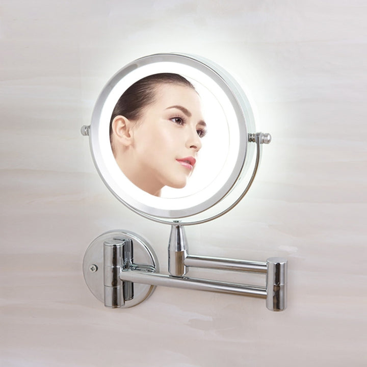 Bathroom Wall-mounted Retractable LED Makeup Mirror With Lamp Mirror HD Double-sided Beauty Mirror, Wall-mounted Retractable